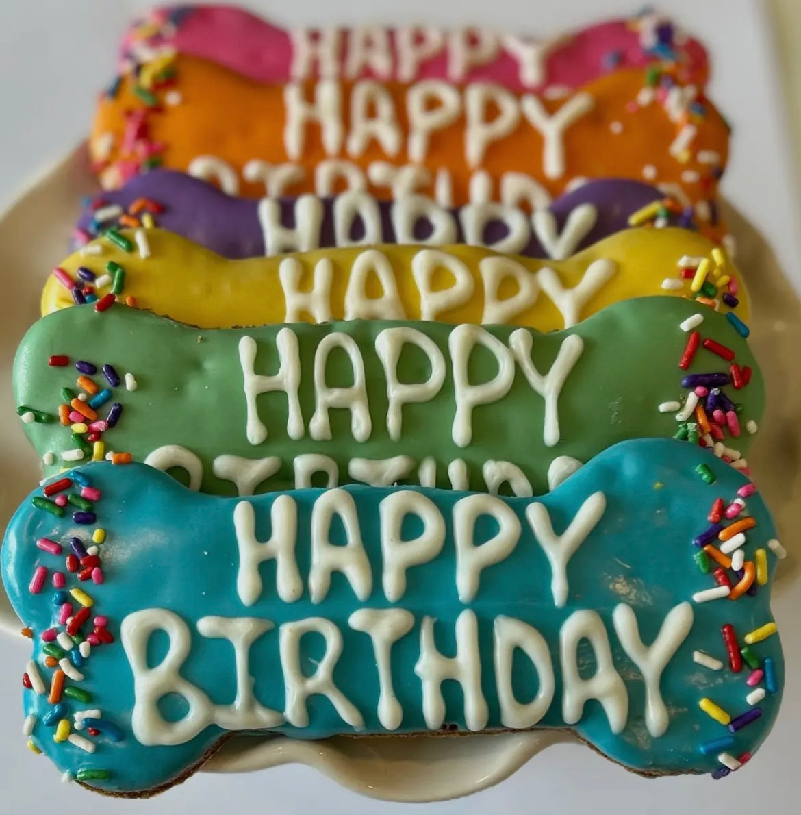 Happy Birthday Colorful 6" Dog Bones